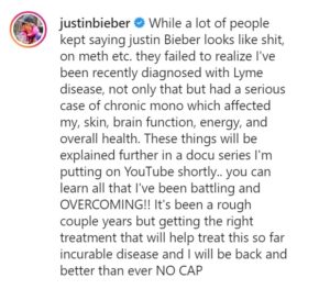 Letter written in justin bieber instragram - January 9, 2020